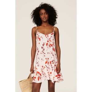 THAKOON COLLECTIVE Pink Leaf Tank Ruffled Tiers Slip Style Mini Dress Size 4
